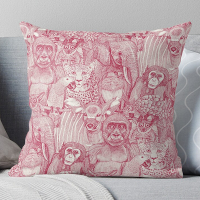 just african jungle animals viva magenta half pearl redbubble throw pillow sharon turner scrummy