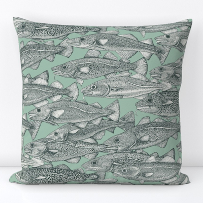 spoonflower Atlantic cod balsam duck egg throw pillow sharon turner scrummy