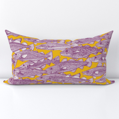 spoonflower Atlantic cod purple yellow lumbar throw pillow sharon turner scrummy