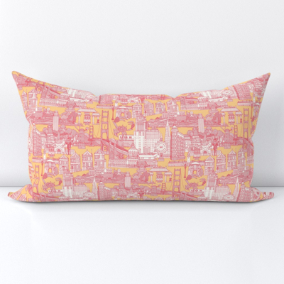 San Francisco toile rose pink honey spoonflower lumbar throw pillow sharon turner scrummy