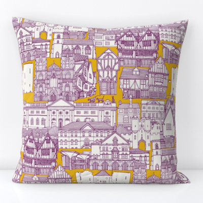 York toile purple yellow spoonflower throw pillow collection link sharon turner scrummy
