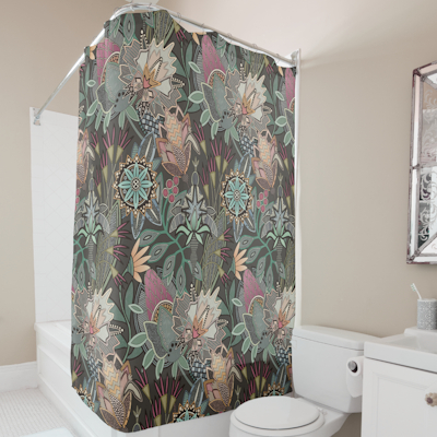 zazzle steampunk chintz cocoa shower curtain sharon turner scrummylicious