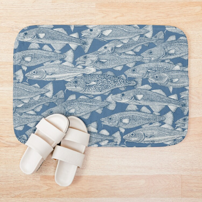 redbubble Atlantic cod cobalt denim bath mat sharon turner scrummy