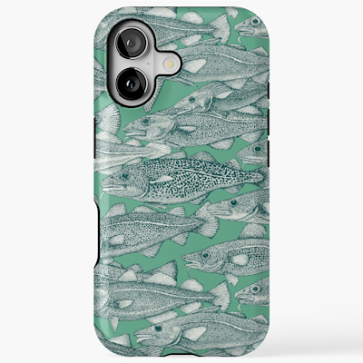 redbubble Atlantic cod dark teal peppermint iPhone tough case sharon turner scrummy