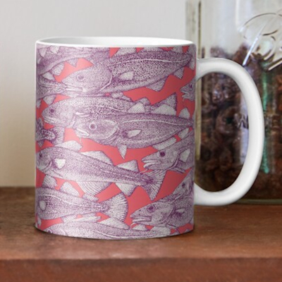 redbubble Atlantic cod purple rose pink mug sharon turner scrummy