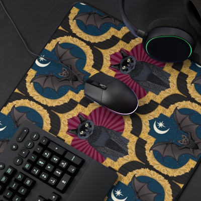 redubble Halloween ogee onyx berry desk mat sharon turner scrummy