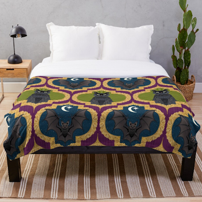 redbubble Halloween ogee purple green throw blanket sharon turner scrummy