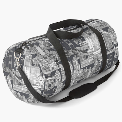 redbubble San Francisco toile black iron gray duffle bag sharon turner scrummy