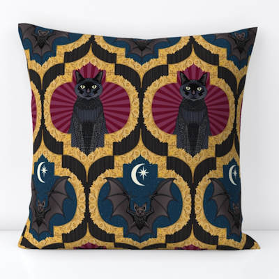 spoonflower Halloween ogee onyx berry throw pillow sharon turner scrummy