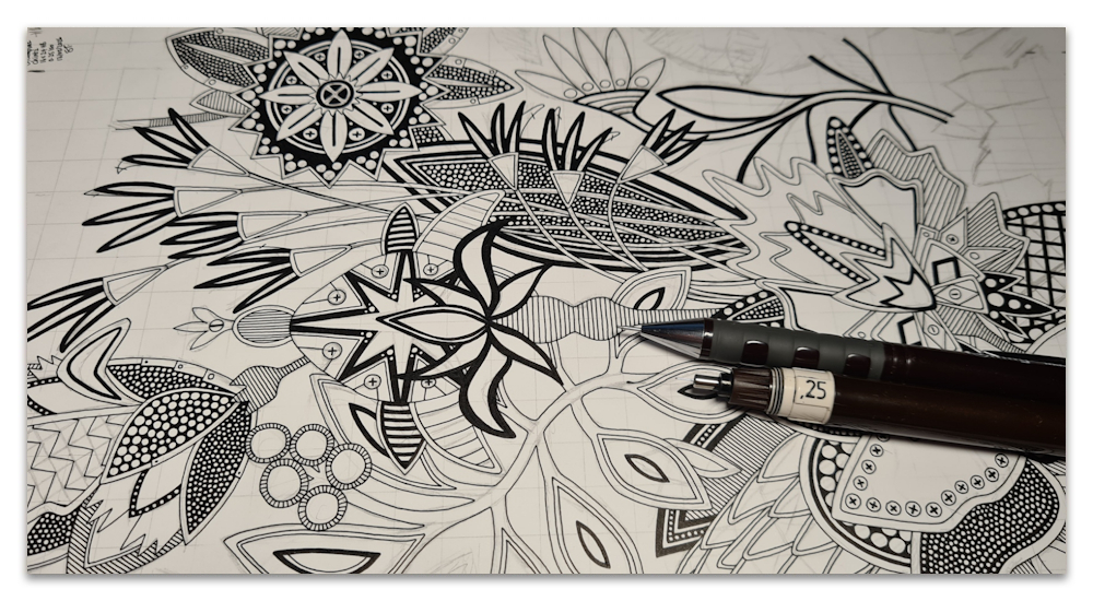 steampunk chintz work in progress illustration spoonflower sharon turner scrummy