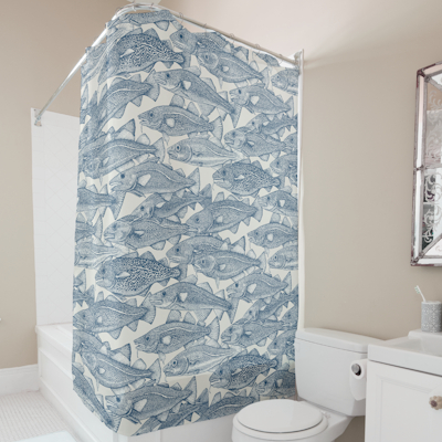 zazzle atlantic cod cobalt strong white show curtain sharon turner scrummy scrummylicious