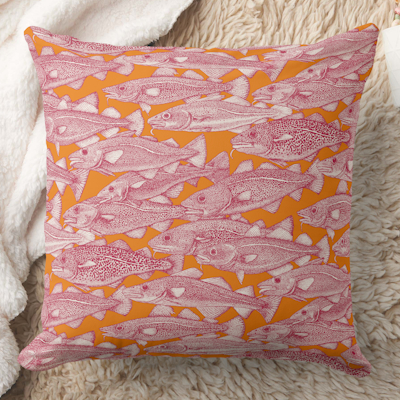 zazzle atlantic cod viva magenta satsuma orange throw pillow sharon turner scrummy scrummylicious