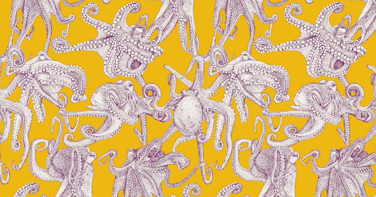 just octopuses purple yellow octopus spoonflower collection sharon turner scrummy