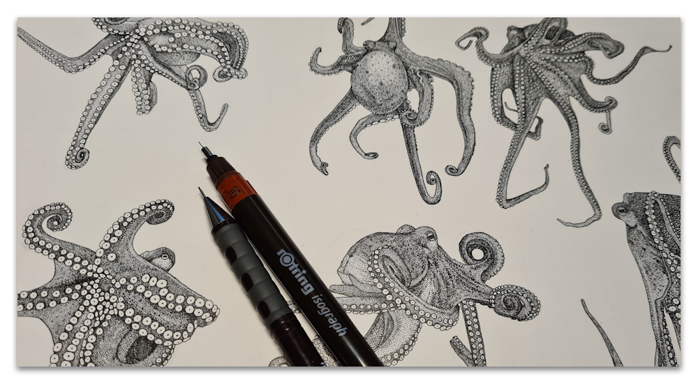 just octopuses work in progress WIP illustration drawing spoonflower sharon turner scrummy hand drawn