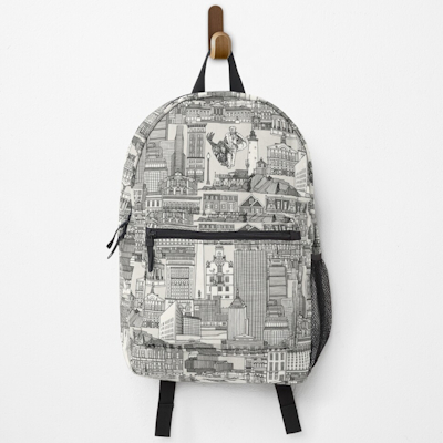 redbubble Boston toile black strong white backpack sharon turner scrummy