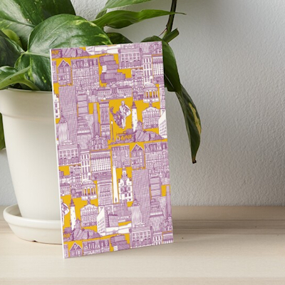 redbubble Boston toile purple yellow art board sharon turner scrummy