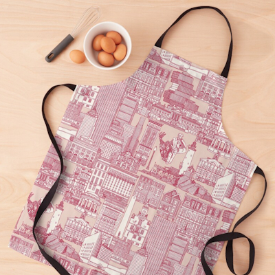 redbubble Boston toile viva magenta peach dust apron sharon turner scrummy