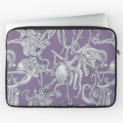 redbubble just octopuses navy blue violet laptop sleeve sharon turner scrummy