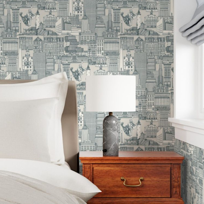 spoonflower Boston toile apatite strong white large wallpaper sharon turner scrummy