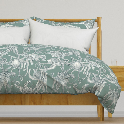 spoonflower just octopuses apatite yucca large duvet cover sharon turner scrummy