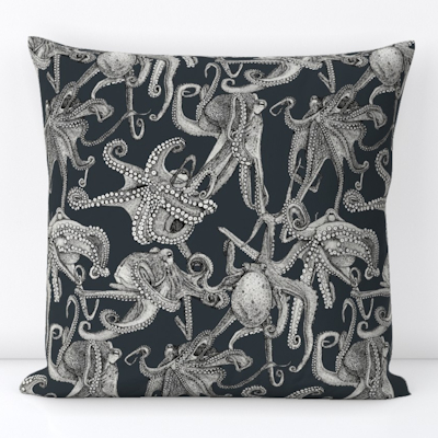 spoonflower just octopuses black gunmetal throw pillow sharon turner scrummy