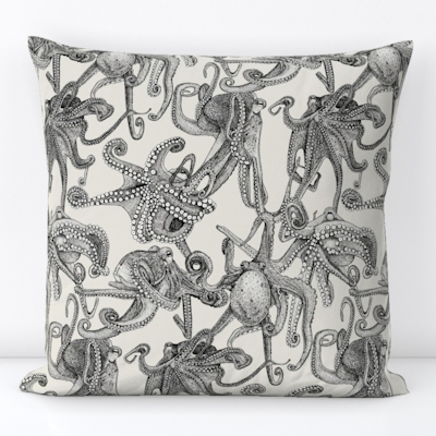 spoonflower just octopuses black strong white throw pillow sharon turner scrummy