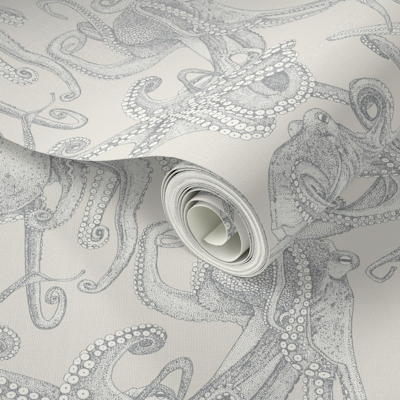 spoonflower just octopuses metal strong white wallpaper sharon turner scrummy