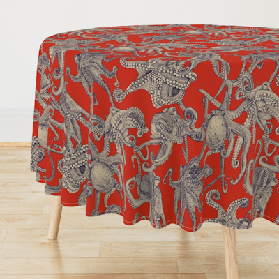 spoonflower just octopuses retro large round tablecloth sharon turner scrummy