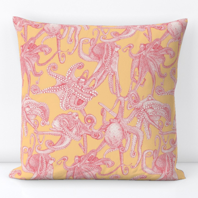 spoonflower just octopuses rose pink honey throw pillow sharon turner scrummy