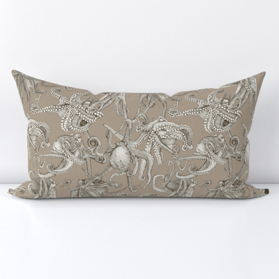 spoonflower just octopuses tea brown stome lumbar throw pillow sharon turner scrummy