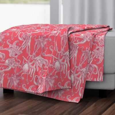 spoonflower just octopuses viva magenta rose pink throw pillow sharon turner scrummy
