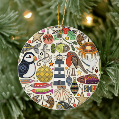 zazzle coastal christmas decoration pearl sharon turner scrummylicious
