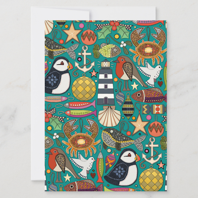 zazzle coastal christmas decorations teal card sharon turner scrummylicious
