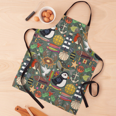 redbubble coastal christmas decorations thistle pine apron sharon turner scrummy