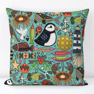 spoonflower coastal christmas decorations carbis blue large throw pillow sharon turner scrummy