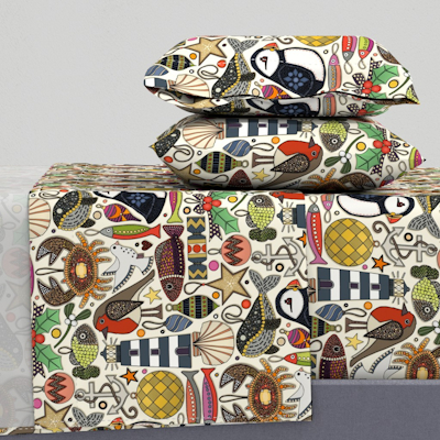 spoonflower coastal christmas decorations pearl large sheet set sharon turner scrummy