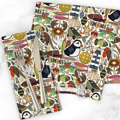 spoonflower coastal christmas decorations pearl small dinner napkins sharon turner scrummy