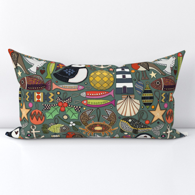 spoonflower coastal christmas decorations thistle pine large lumbar throw pillow sharon turner scrummy