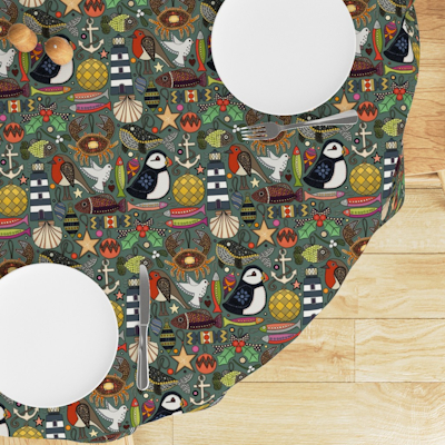 spoonflower coastal christmas decorations thistle pine tablecloth sharon turner scrummy