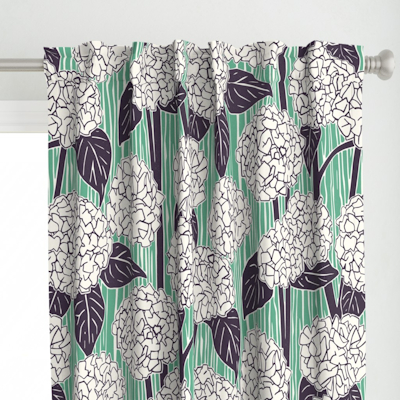 spoonflower hydrangea mulberry peppermint green large curtain sharon turner scrummy