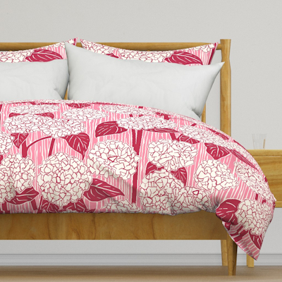 spoonflower hydrangea viva magenta sherbet pink large duvet cover sharon turner scrummy