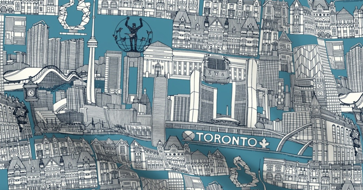 Toronto toile indigo blue spoonflower collection sharon turner featured