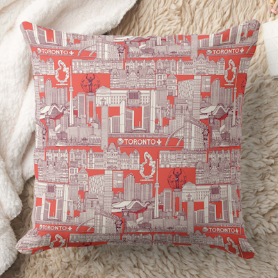 zazzle toronto toile claret red throw pillow cushion sharon turner scrummylicious