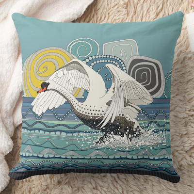 zazzle mute swan throw pillow sharon turner scrummylicious