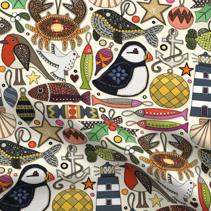 coastal christmas decorations pearl large sharon turner scrummy spoonflower