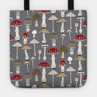 teepublic mushrooms iron tote bag sharon turner scrummy