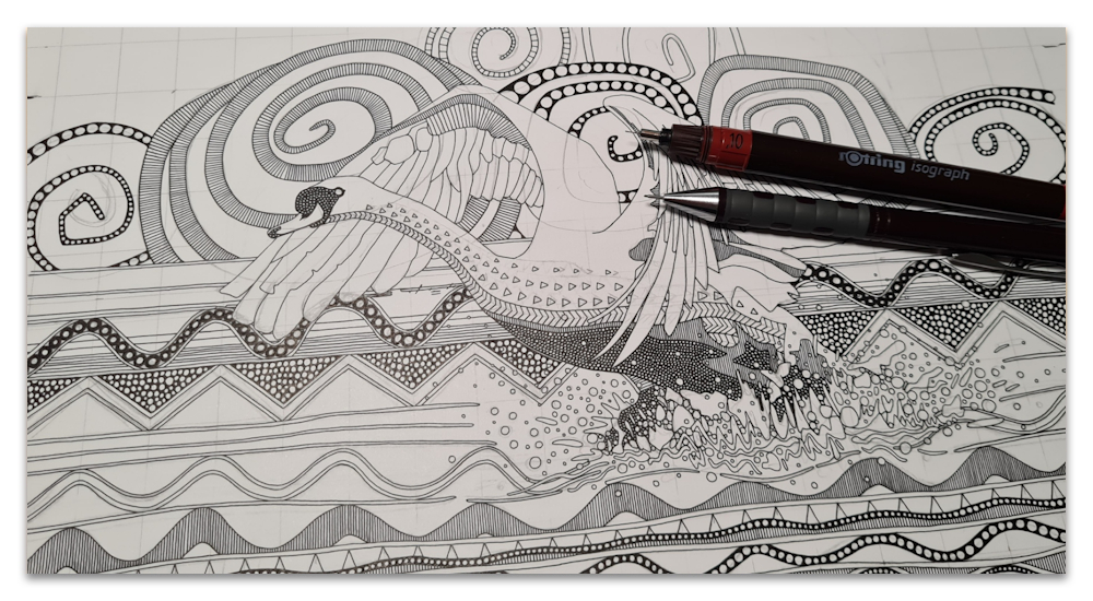 mute swan work in progress illustration drawing sharon turner scrummy spoonflower