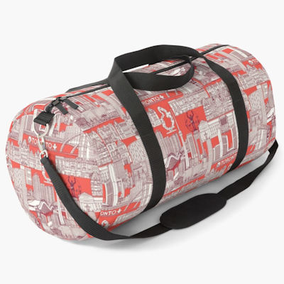 redbubble toronto toile claret red duffle bag sharon turner scrummy