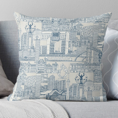 redbubble toronto toile cobaly strong white throw pillow sharon turner scrummy