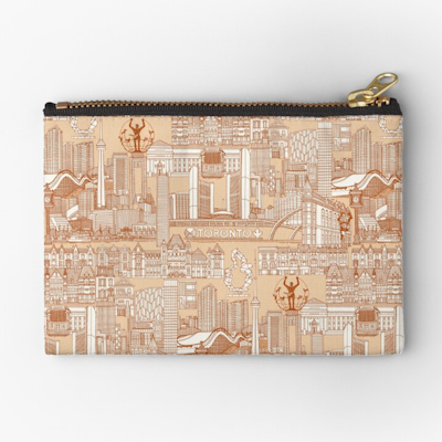 redbubble toronto toile rust sand zipper pouch sharon turner scrummy